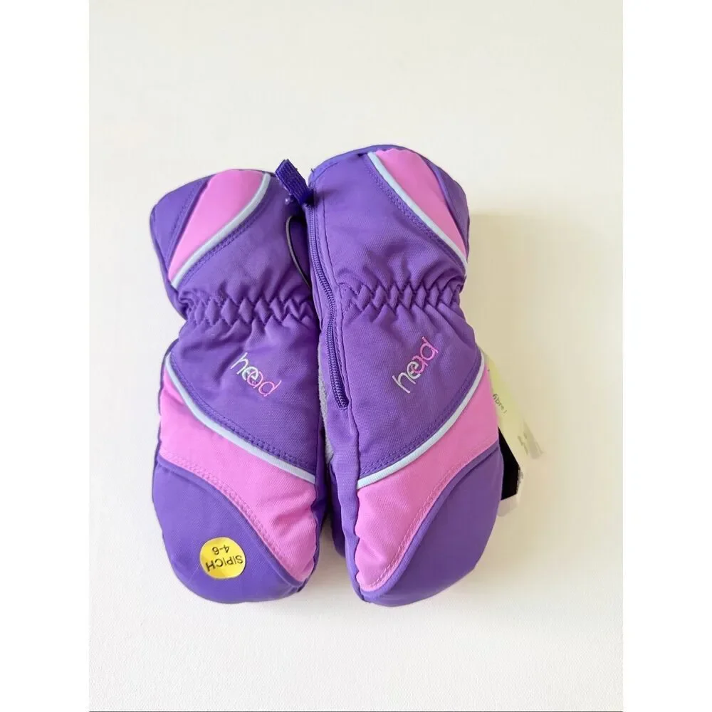Head Jr. Zippered Side Ski Mittens Purple/Violet/Morado size Small (4-6)